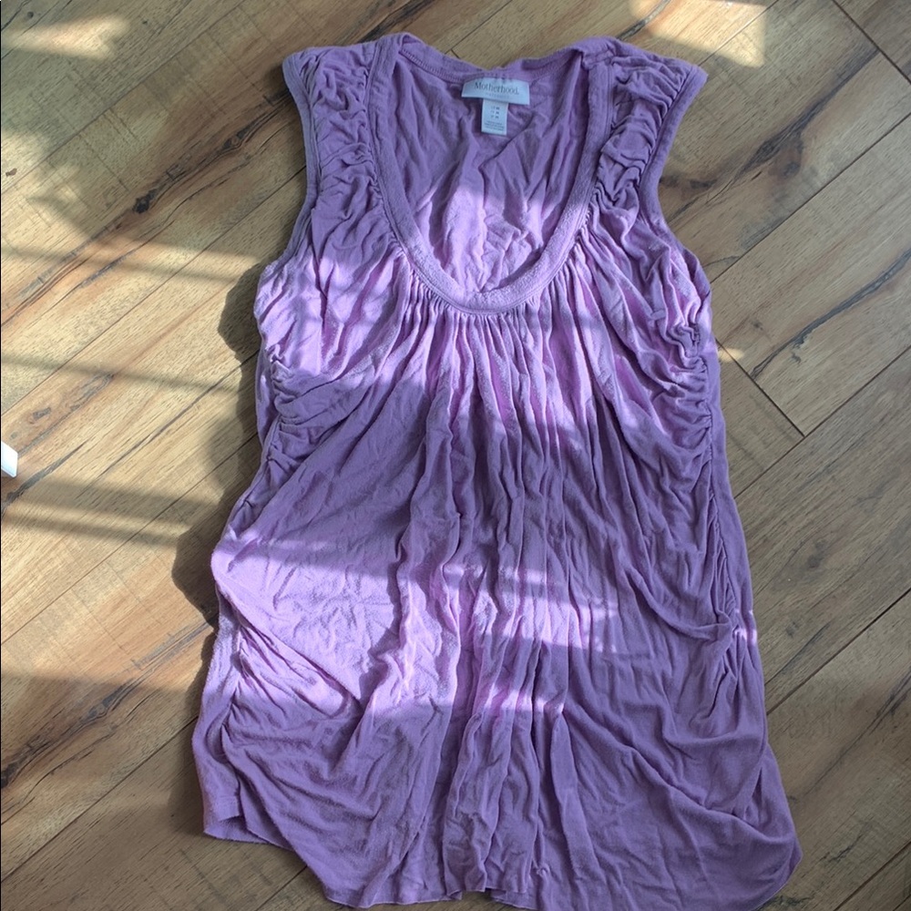 Motherhood Maternity Purple Ruched Sleeveless Blouse